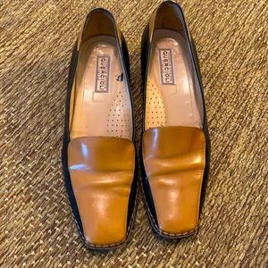 Handmade Italian dress loafer warm tan/black sz9.5